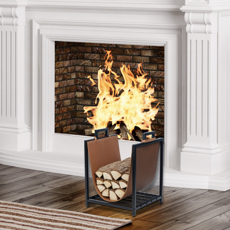 17 Stories Tabinda Indoor Outdoor Firewood Holder Rack with Brown